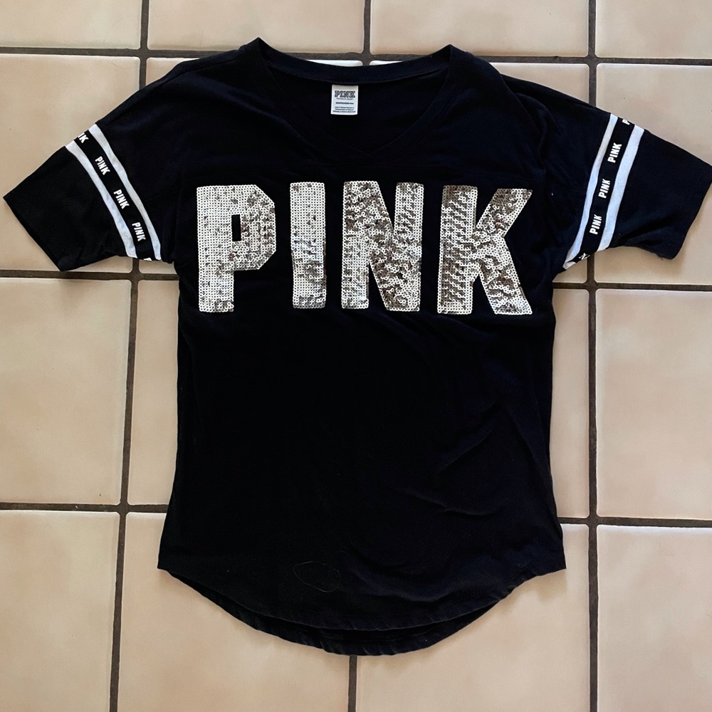 PINK Jersey Tee Black